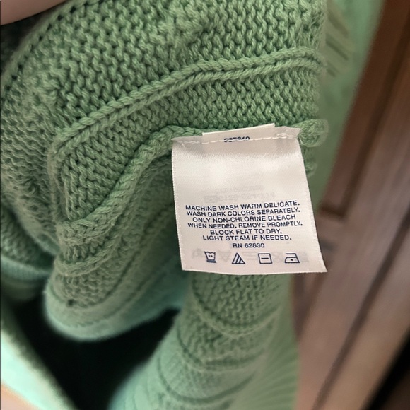 Lands End Cable Knit Sweater Mens XL Green Fisherman Cotton Preppy - Picture 4 of 6